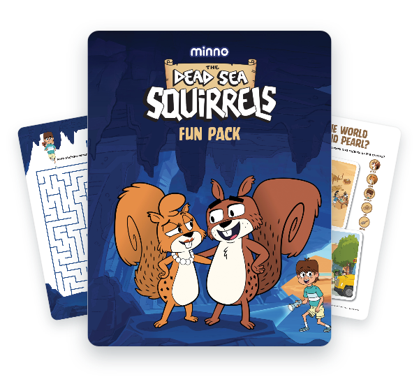 The Dead Sea Squirrels Activity Pack. The cover shows Merle and Pearl Squirrel and 2 activity pages in the background.